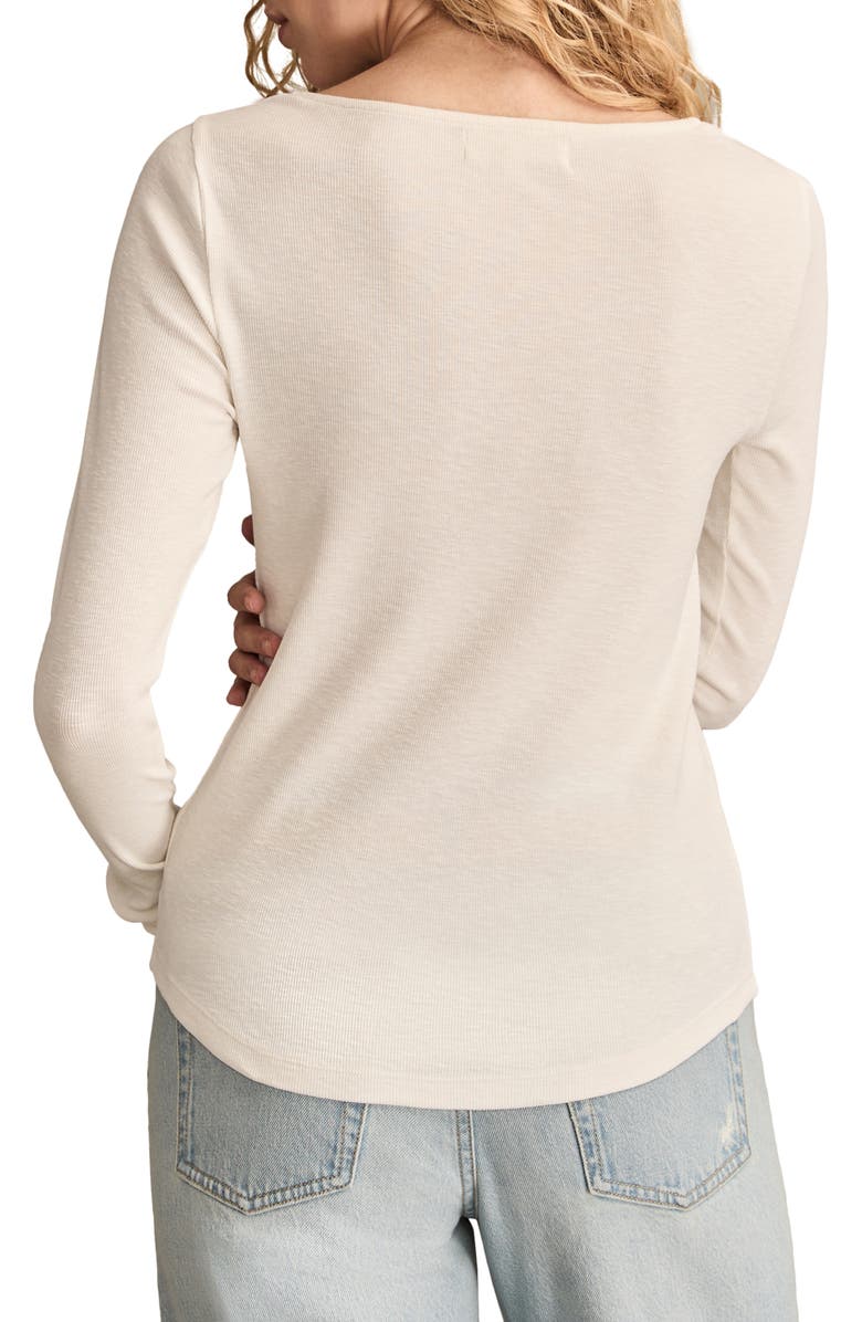 Lucky Brand Lace Yoke Cotton Henley, Alternate, color, Whisper White