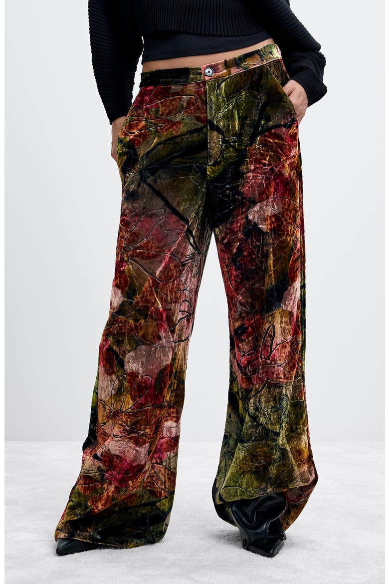 Velvet Wide Leg Trousers, Alternate, color, PINK