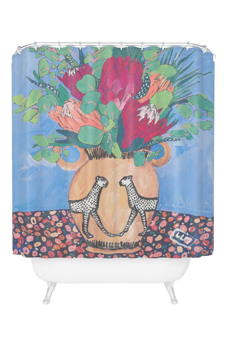 Cheetah Vase Shower Curtain, Main, color, BLUE