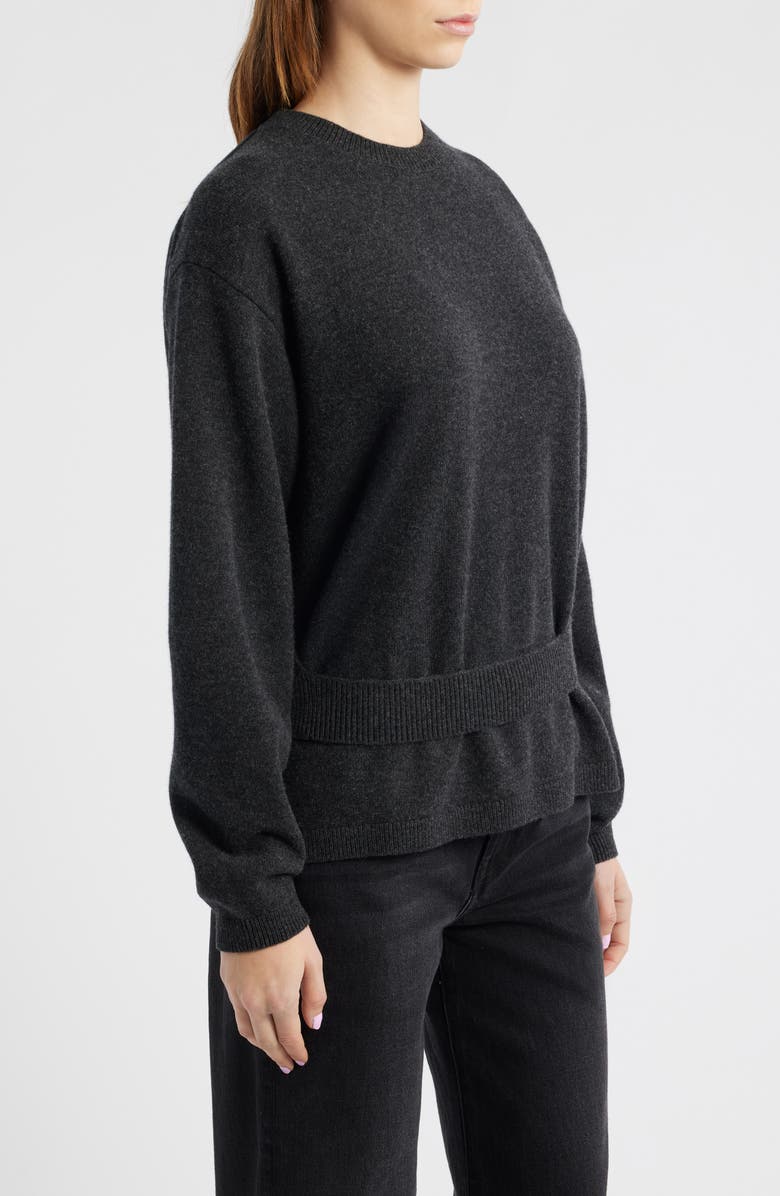 COS Alter Belt Detail Merino Wool Sweater, Alternate, color, Grey Dark