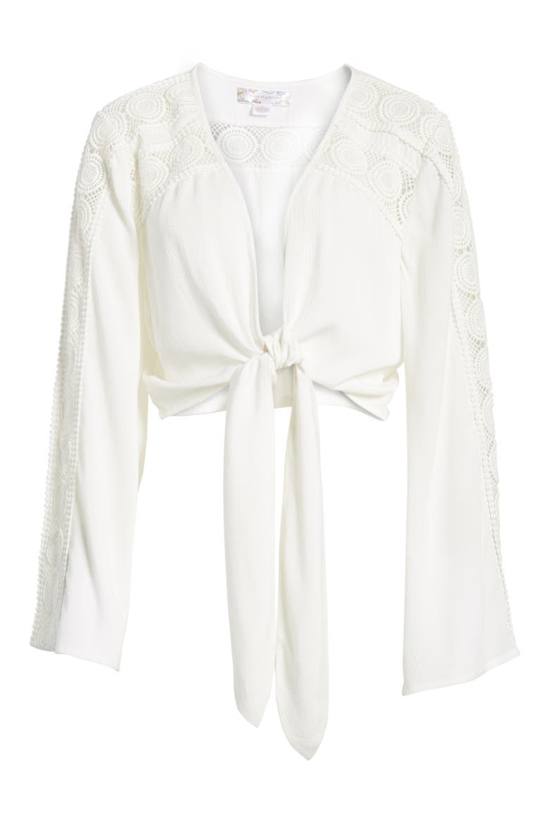 Tie Front Crop Top, Alternate, color, IVORY