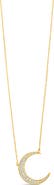 Sterling Forever Stationed Cubic Zirconia Crescent Pendant Necklace