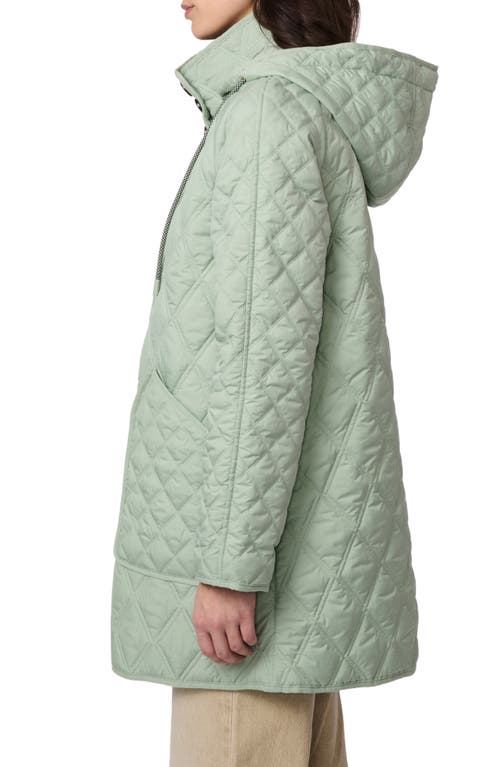Shop Bernardo Diamond Quilted Hooded Liner Jacket In Green