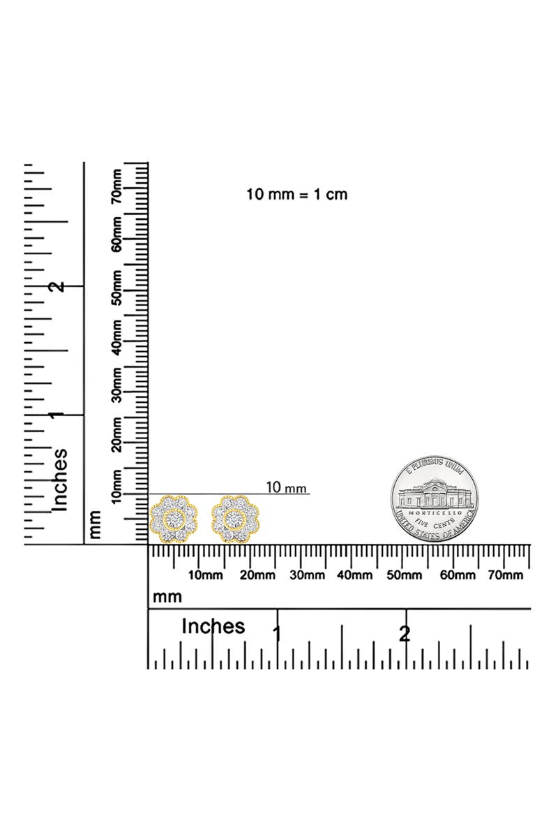 Haus of Brilliance 14K Yellow Gold Plated Silver 1/6 Ct Miracle-Plate Diamond Floral Stud Earrings, Alternate, color, Yellow