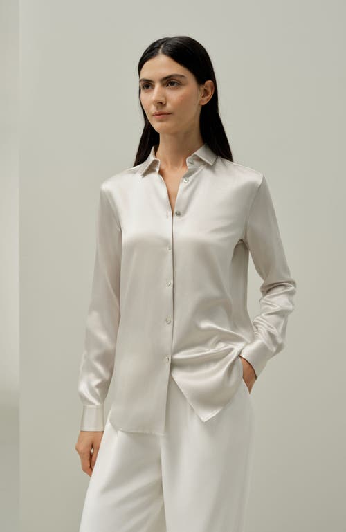 Lilysilk Spread Collar Silk Shirt In Neutral