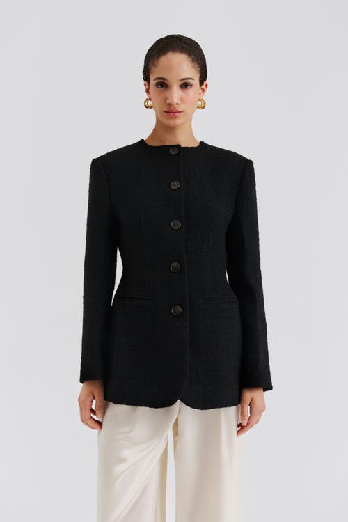 Malina Carol Fitted Round Neck Blazer In Black