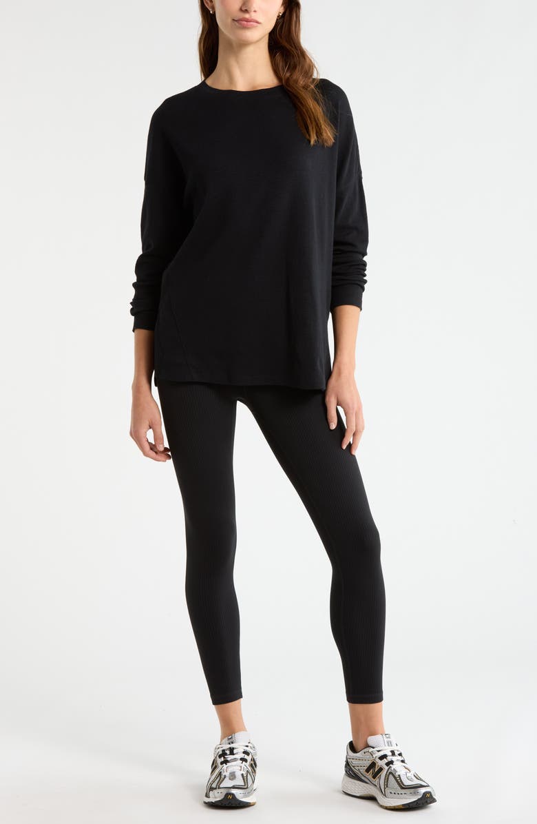Zella Ease Up Long Sleeve T-Shirt, Alternate, color, Black