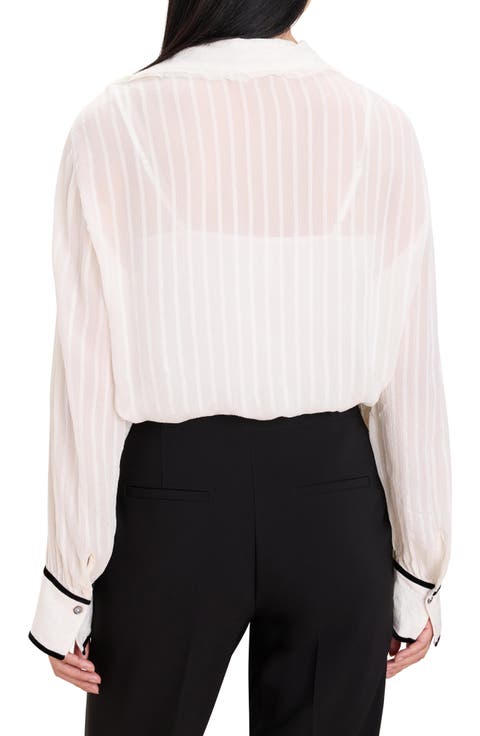 Velvet Trimmed Stripe Shirt