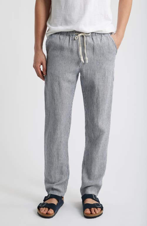 Alex Crane  Bo Linen Drawstring Pants In Lines