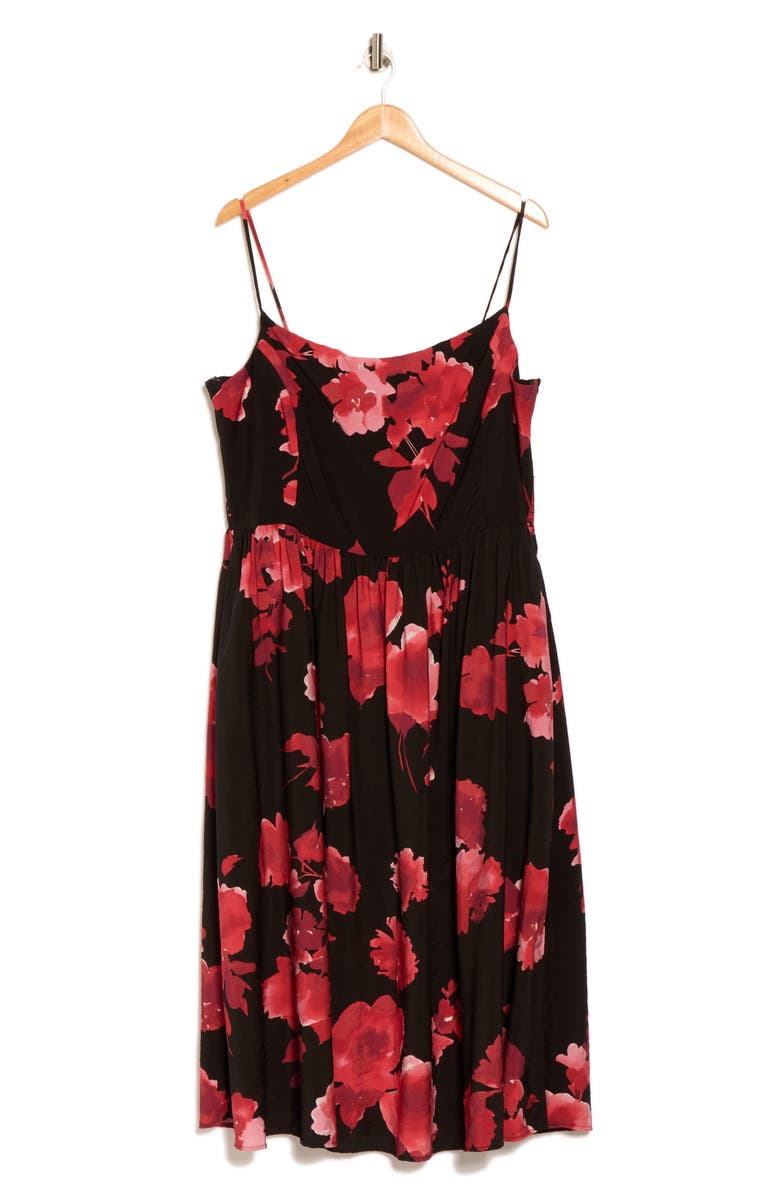 Renee C Floral Midi Dress, Alternate, color, Red/ Black