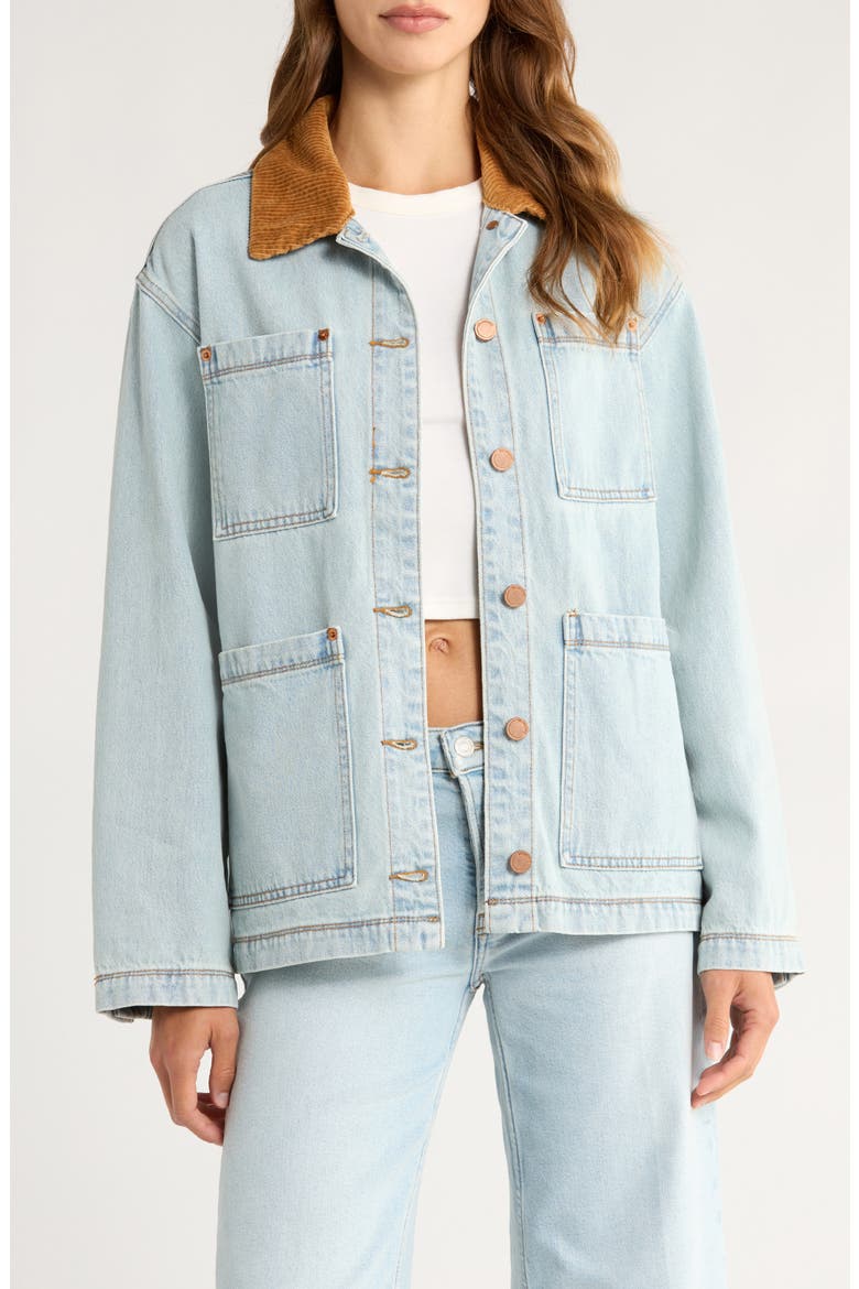 Corduroy Collar Denim Shacket, Main, color, CRACK OF DAWN