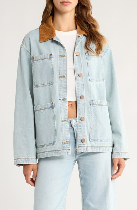 Corduroy Collar Denim Shacket
