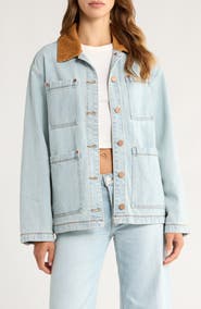 BLANKNYC Corduroy Collar Denim Shacket