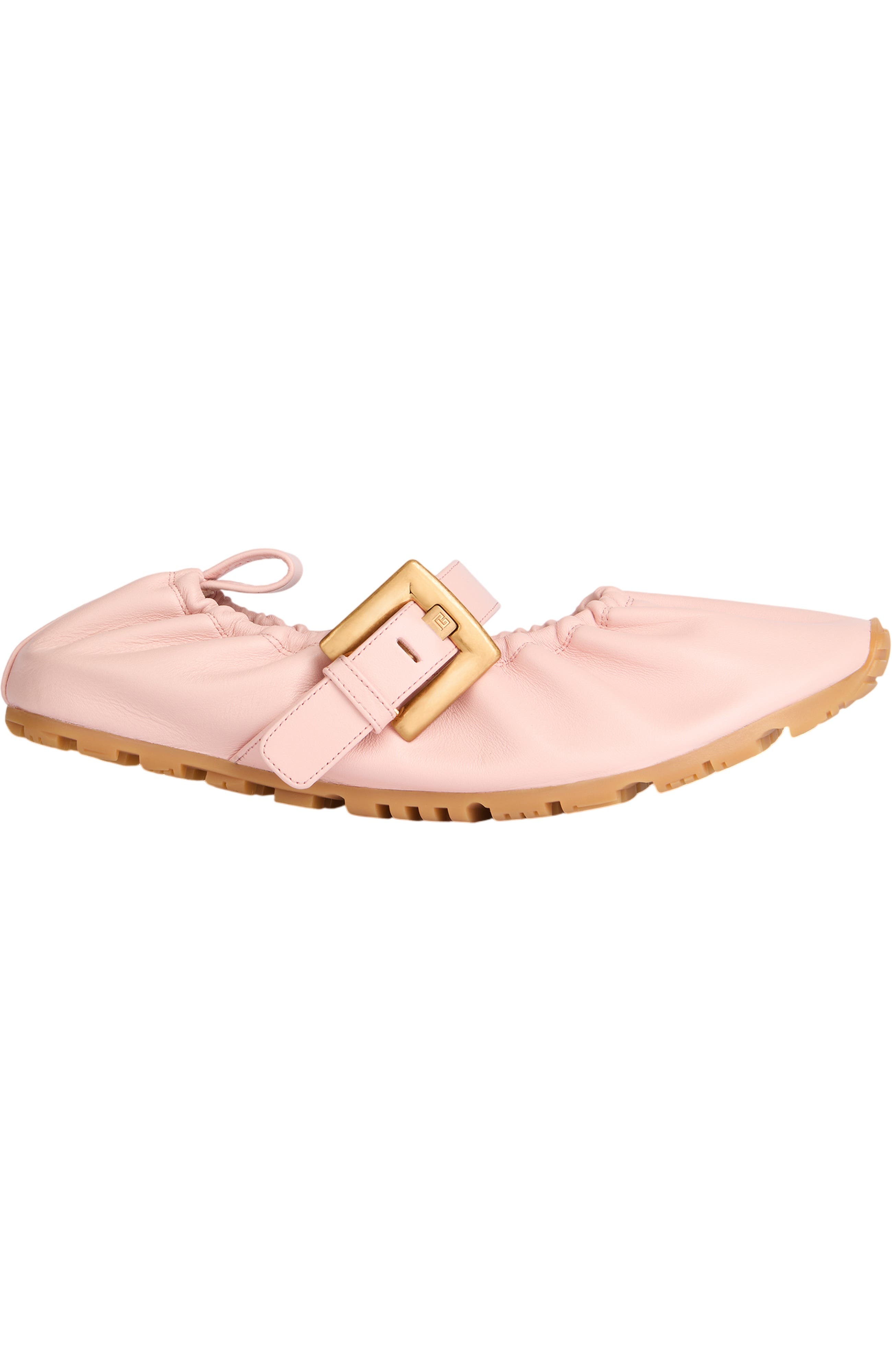 Balmain Anthem smooth leather ballet flats, Alternate, color, Pink