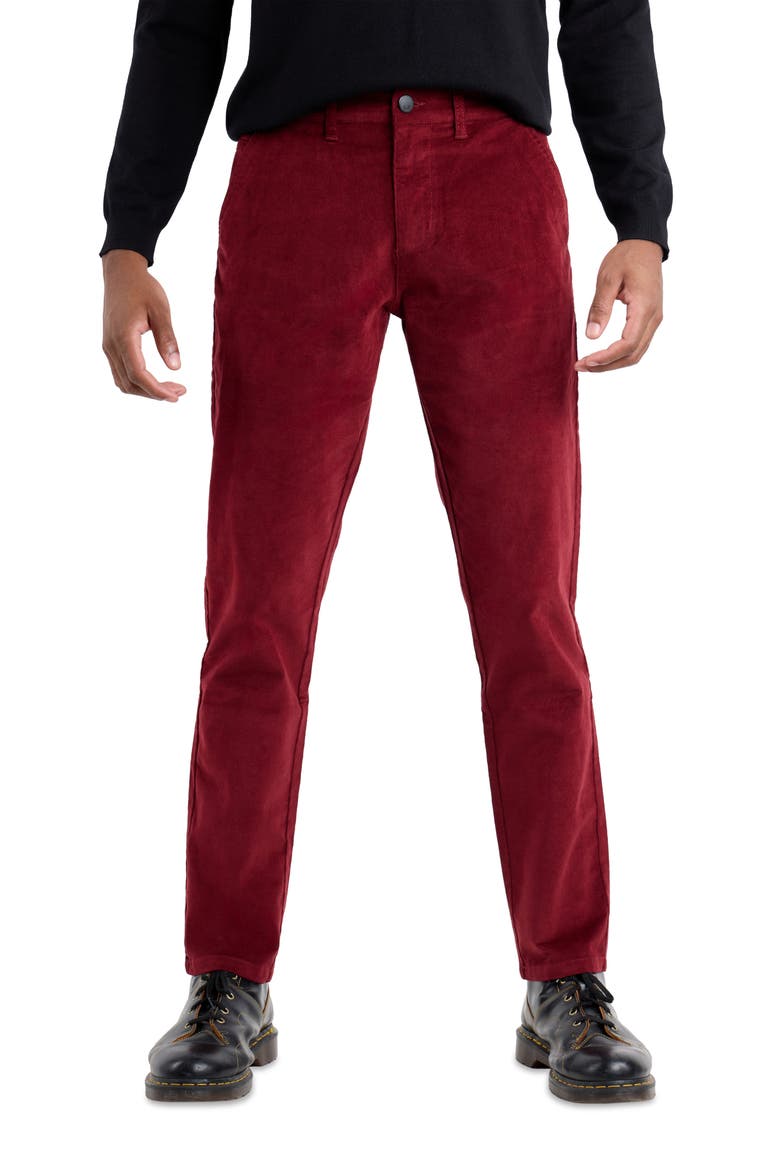 Slim Fit Five-Pocket Corduroy Pants, Main, color, BURGUNDY