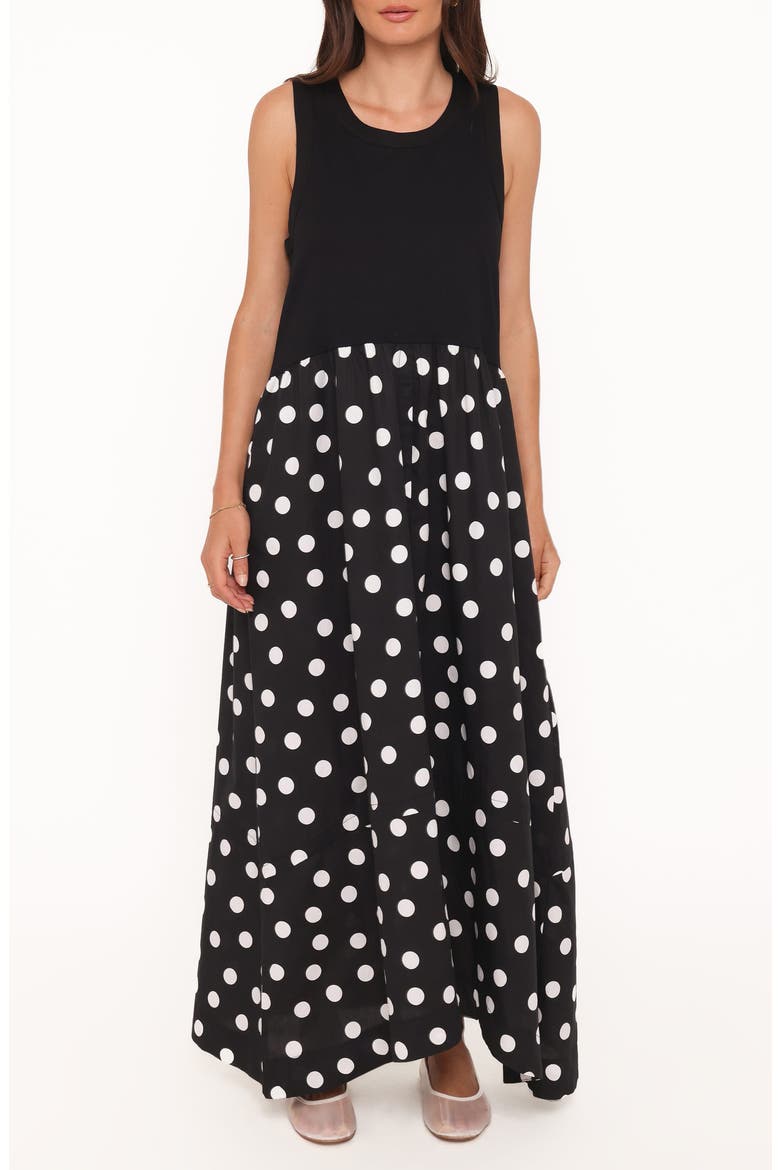 Glenda Polka Dot Maxi Dress, Main, color, BLACK POLKA DOT