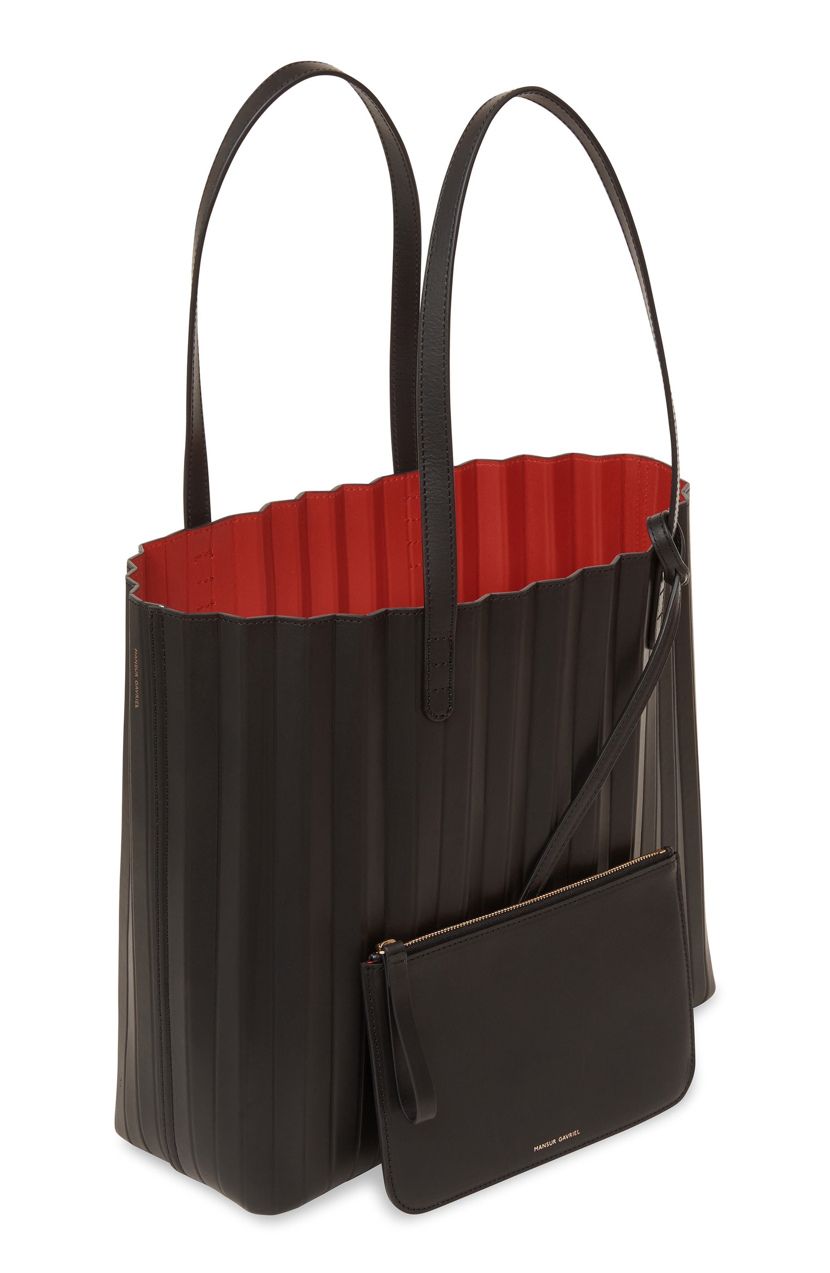 Mansur Gavriel Pleated Leather Tote, Alternate, color, 