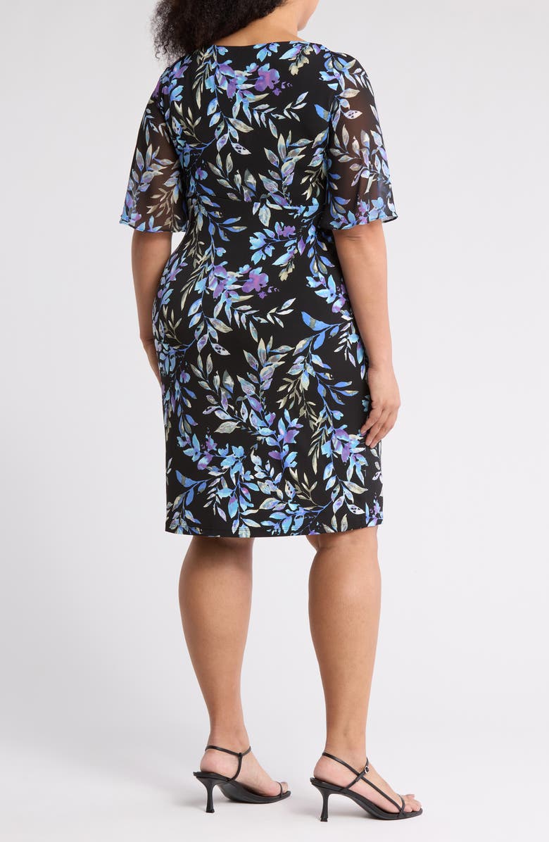 Connected Apparel Flutter Sleeve Faux Wrap Dress, Alternate, color,
