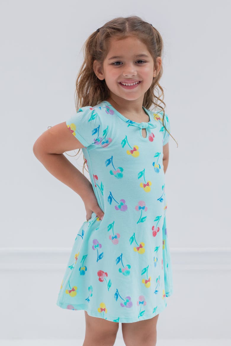 Minnie Mouse Short Sleeve Skater Dress, Alternate, color, Turquoise Blue