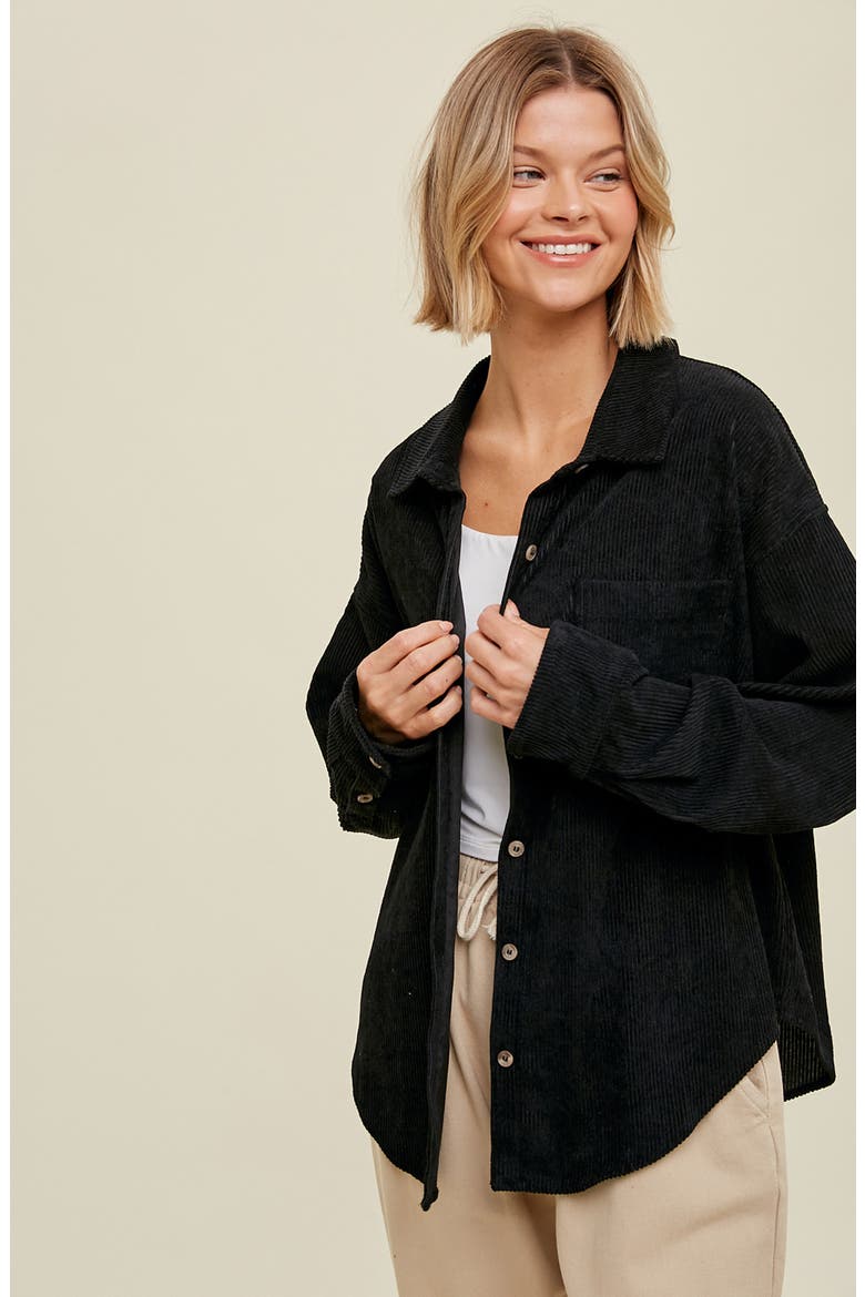 Oversize Corduroy Shacket, Alternate, color, BLACK