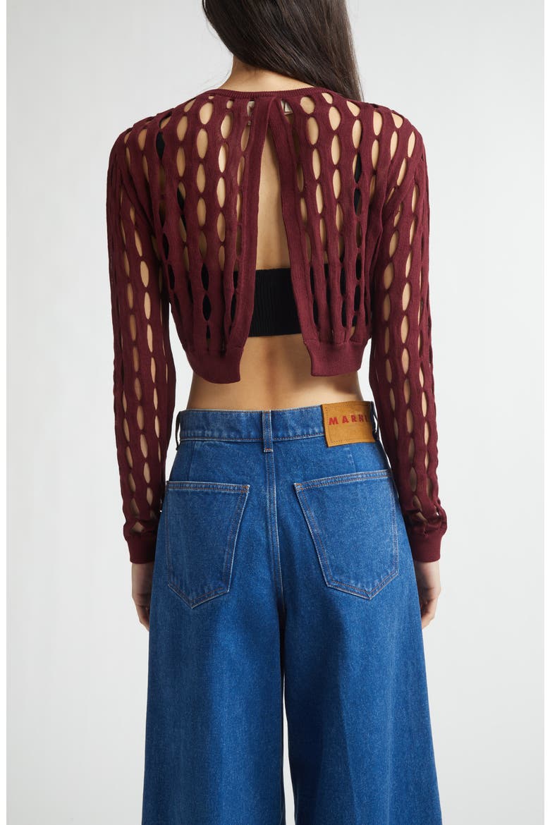 Perforated Crewneck Sweater, Alternate, color, BURGUNDY