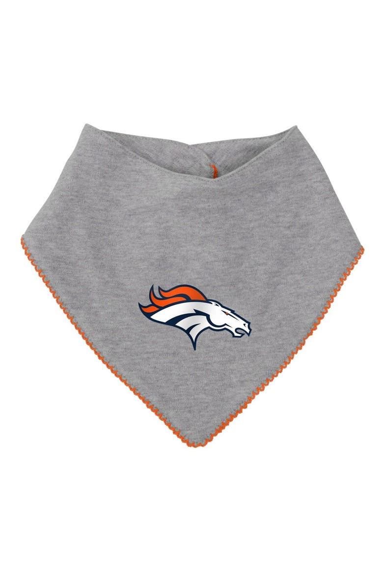 Outerstuff Girls Newborn & Infant Orange/Heathered Gray Denver Broncos All The Love Bodysuit Bib & Booties Set, Alternate, color, Orange