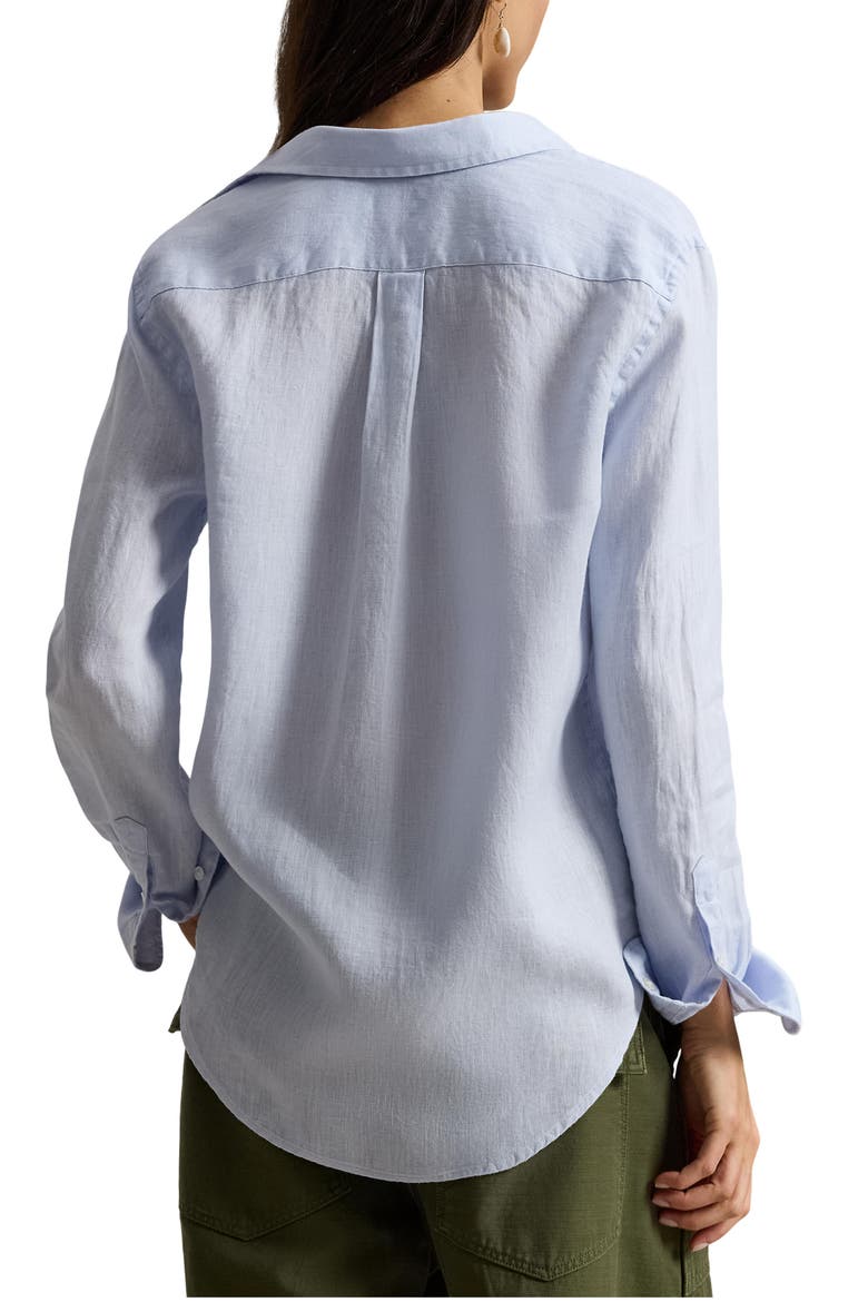Classic Fit Linen Button-Up Shirt, Alternate, color, BLUE