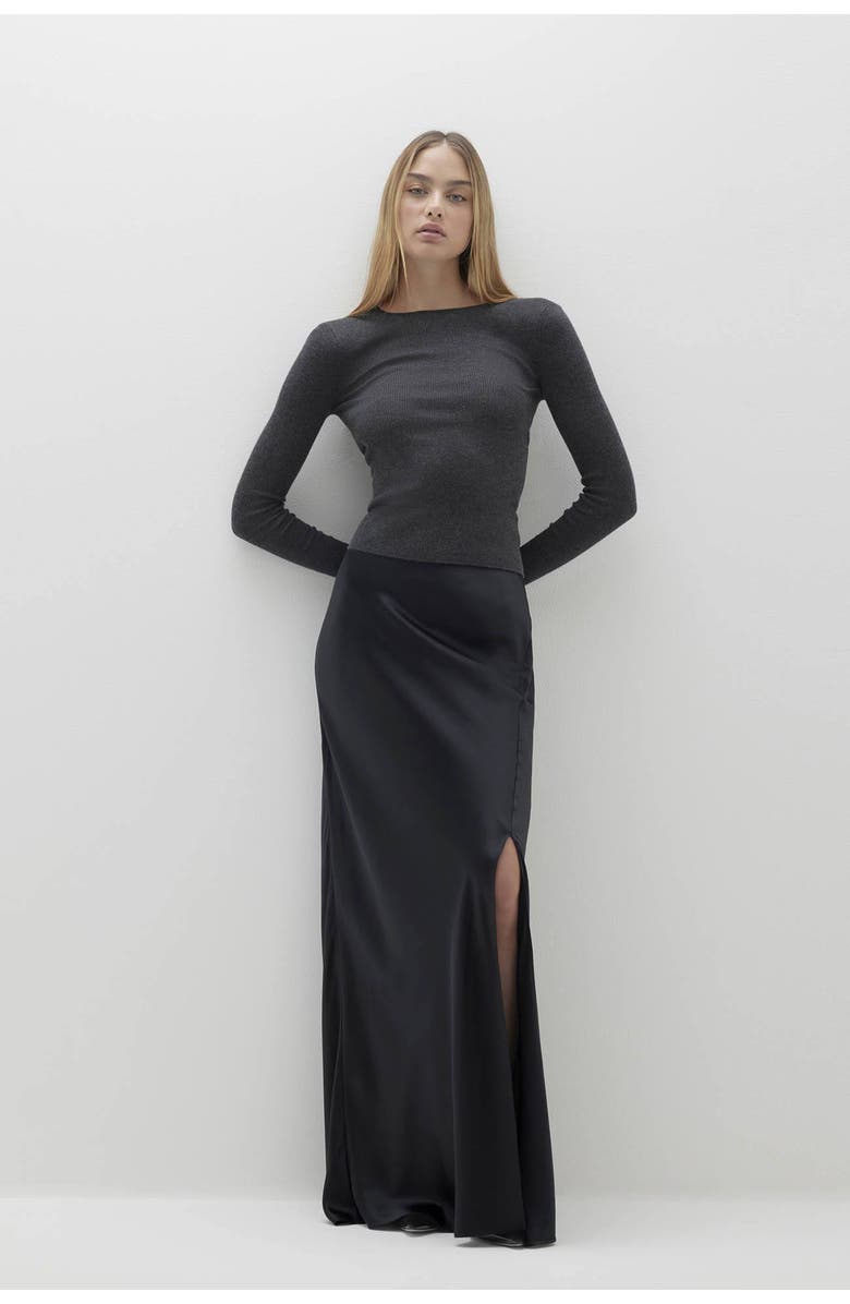 NAKED CASHMERE Siren Silk Maxi Skirt, Main, color, Black