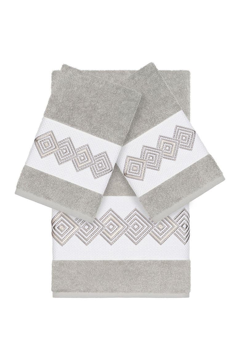 Noah 3-Piece Embellished Towel - Light Grey, Main, color, LIGHT GREY