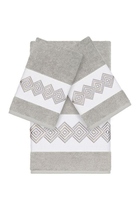 Noah 3-Piece Embellished Towel - Light Grey