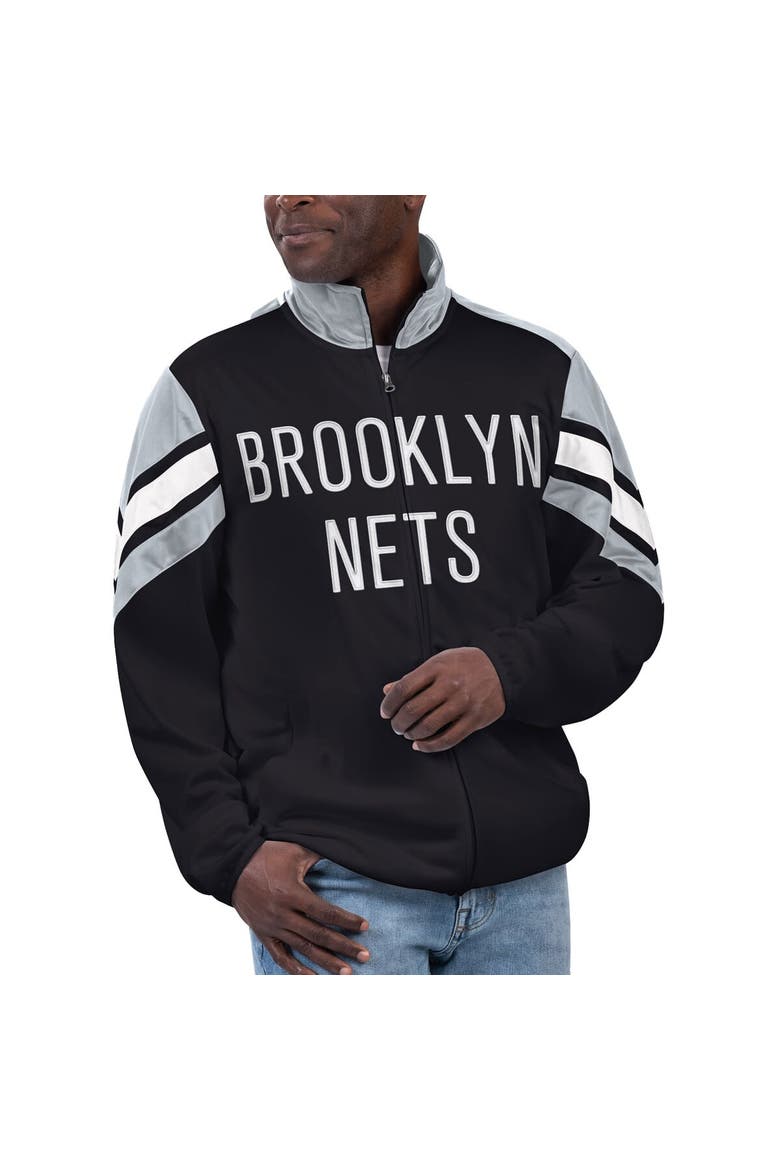 Men's G-III Sports by Carl Banks Black Brooklyn Nets Game Ball Full-Zip Track Jacket, Alternate, color, Black