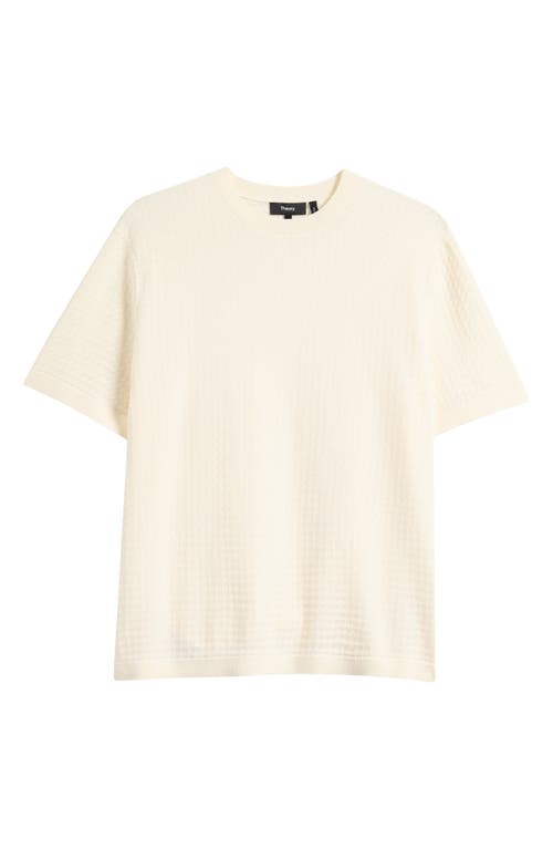 Theory Damian Tactile Cotton Short Sleeve Sweater In Eggshell