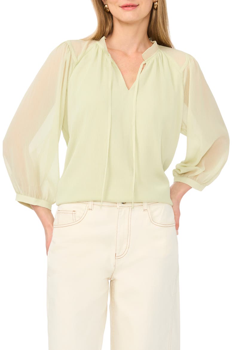 Split Neck Raglan Sleeve Top, Main, color, LILY GREEN