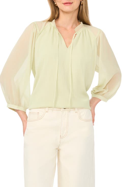Split Neck Raglan Sleeve Top