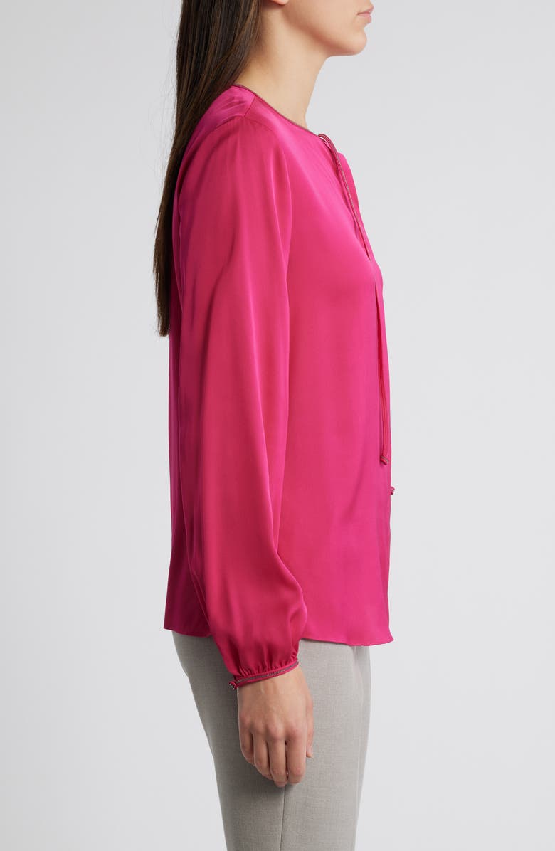 KOBI HALPERIN Eliza Silk Blend Button-Up Top, Alternate, color, Hot Pink