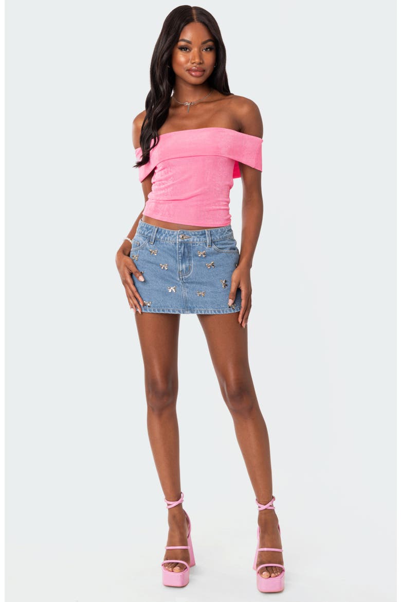 Mindi Foldover Off the Shoulder Top, Alternate, color, PINK