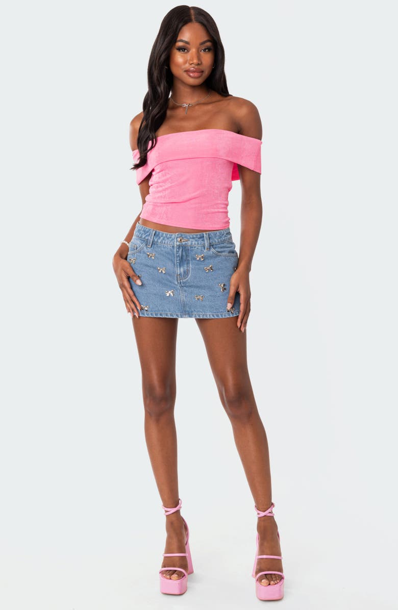 EDIKTED Mindi Foldover Off the Shoulder Top, Alternate, color, Pink