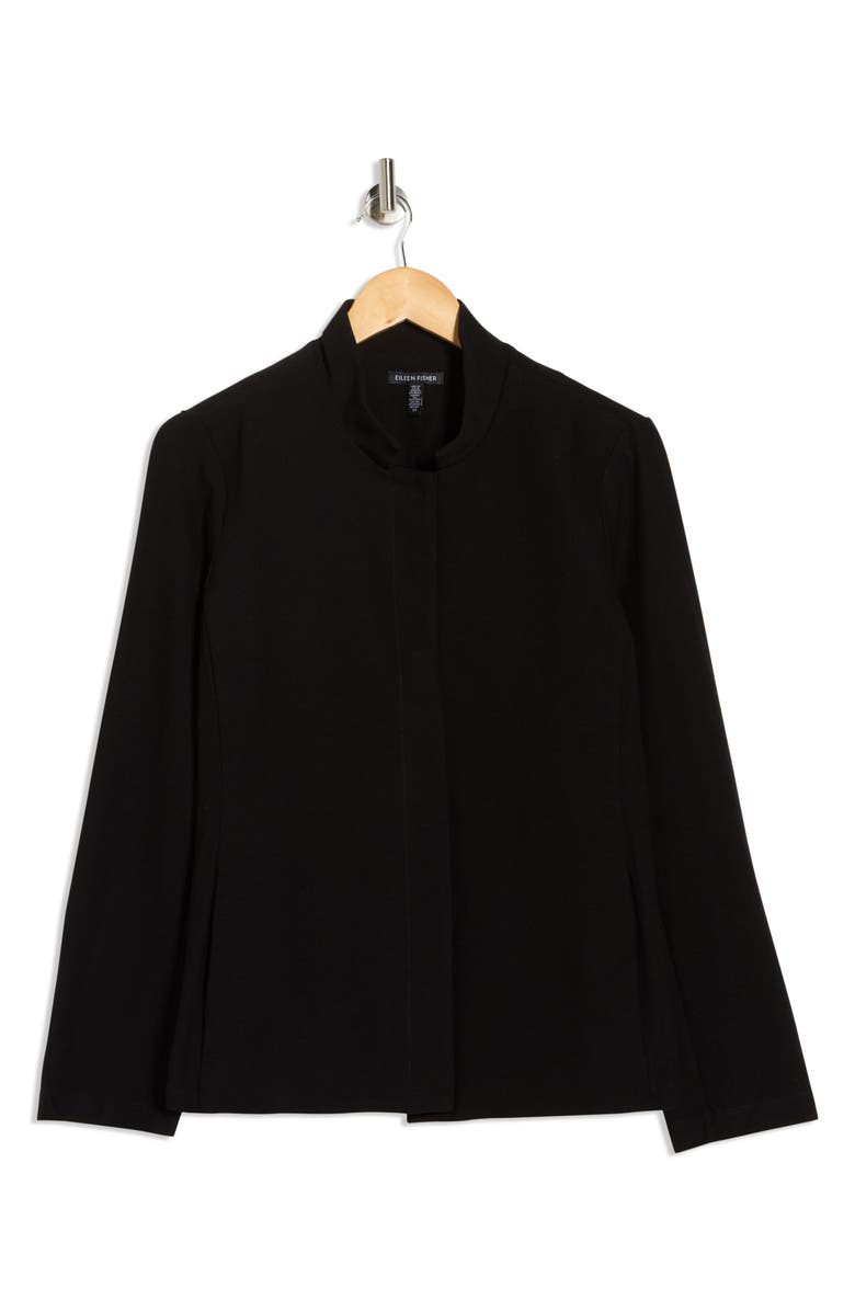 Eileen Fisher Stand Collar Jacket, Alternate, color, Black