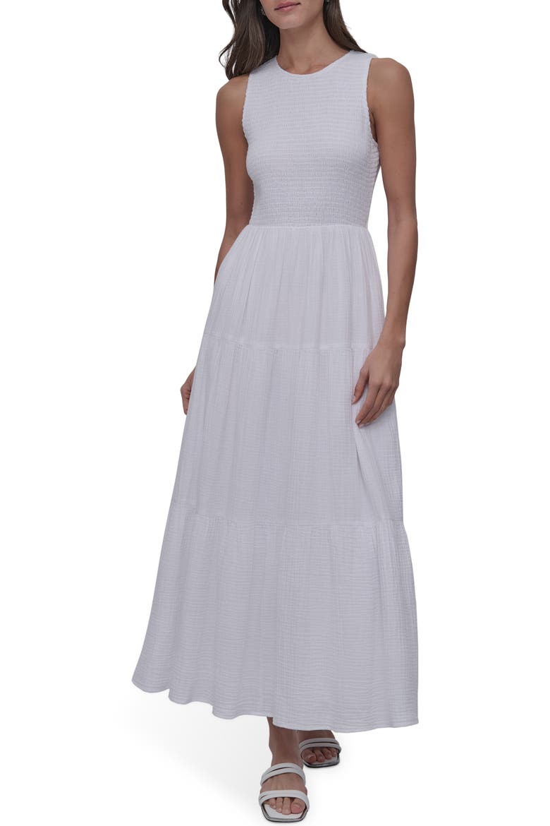 Smocked Sundress, Main, color, WHITE