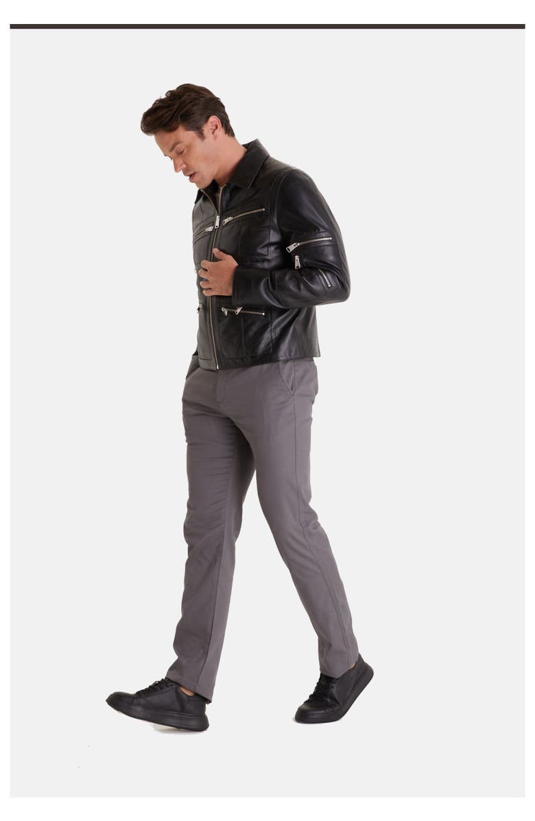 Furniq UK Randall Leather Jacket, Alternate, color, Black