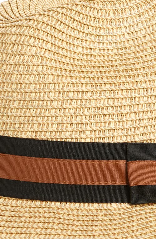 Nordstrom Classic Stripe Ribbon Fedora In Tan Natural Combo