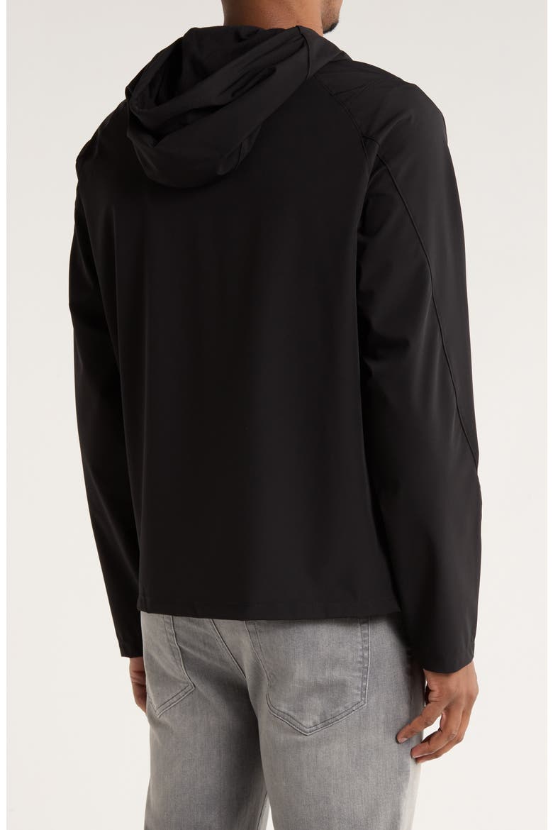 Long Sleeve Zip Up Hooded Windbreaker, Alternate, color, BLACK