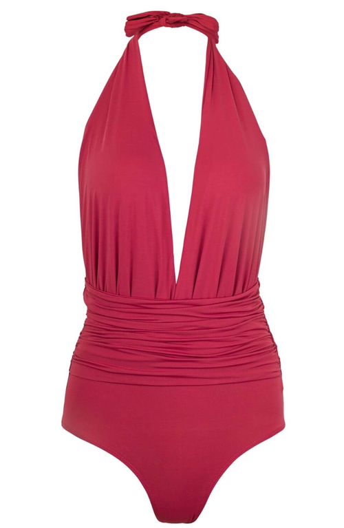 Sauipe Eva Halter One Piece Swimsuit In Red Terracotta