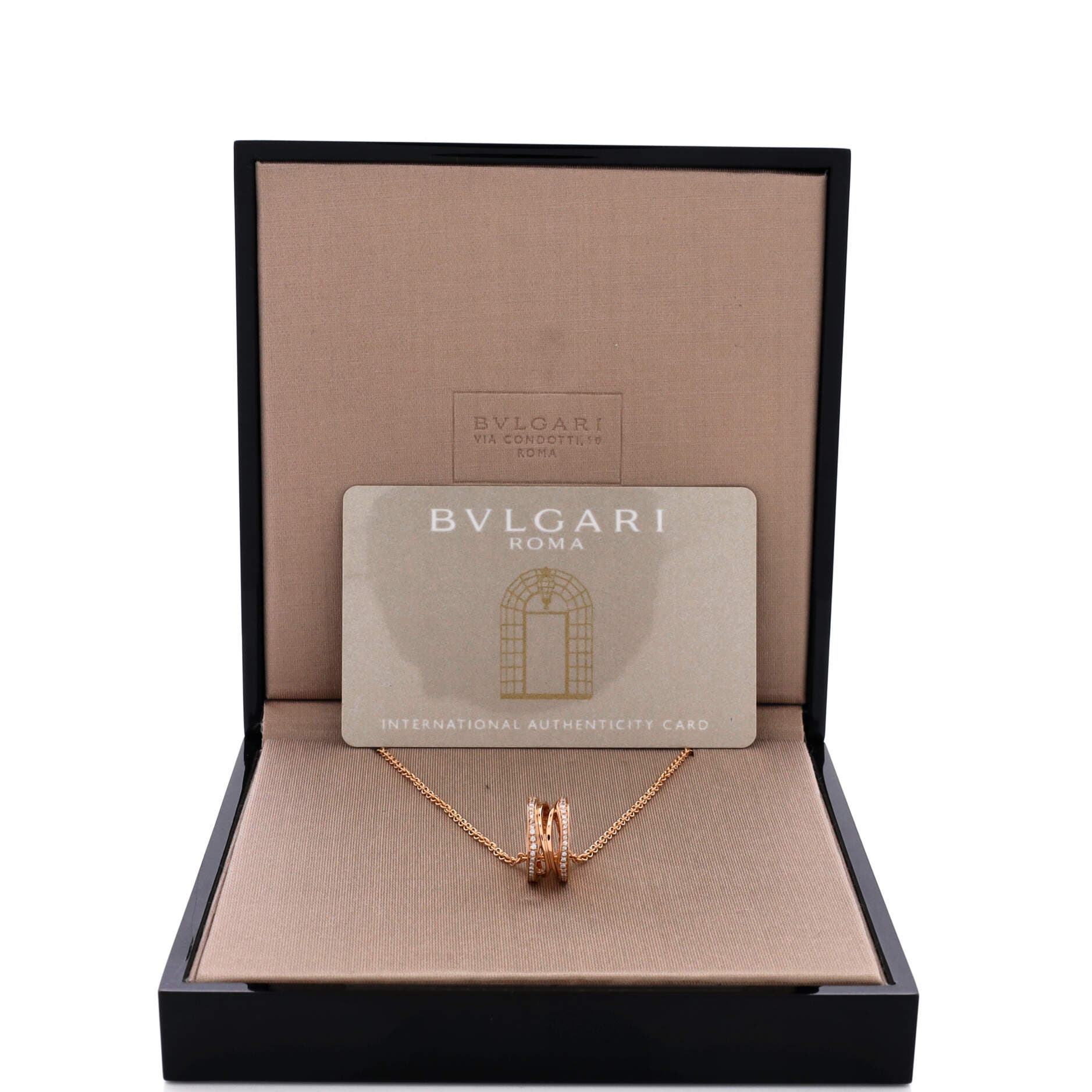 B.Zero1 Open Design Legend Zaha Hadid Pendant Necklace 18K Rose Gold with Diamonds, Alternate, color, Metallic Gold
