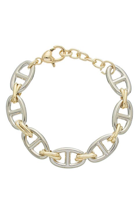 Two Tone Mariner Link Bracelet