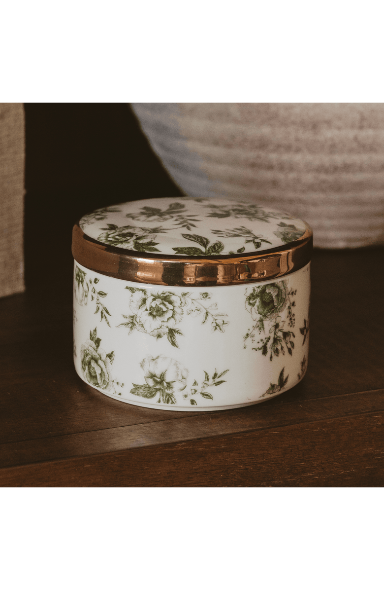 SWEET WATER DECOR Green Delft Trinket Dish with Lid, Alternate, color, Green Delft