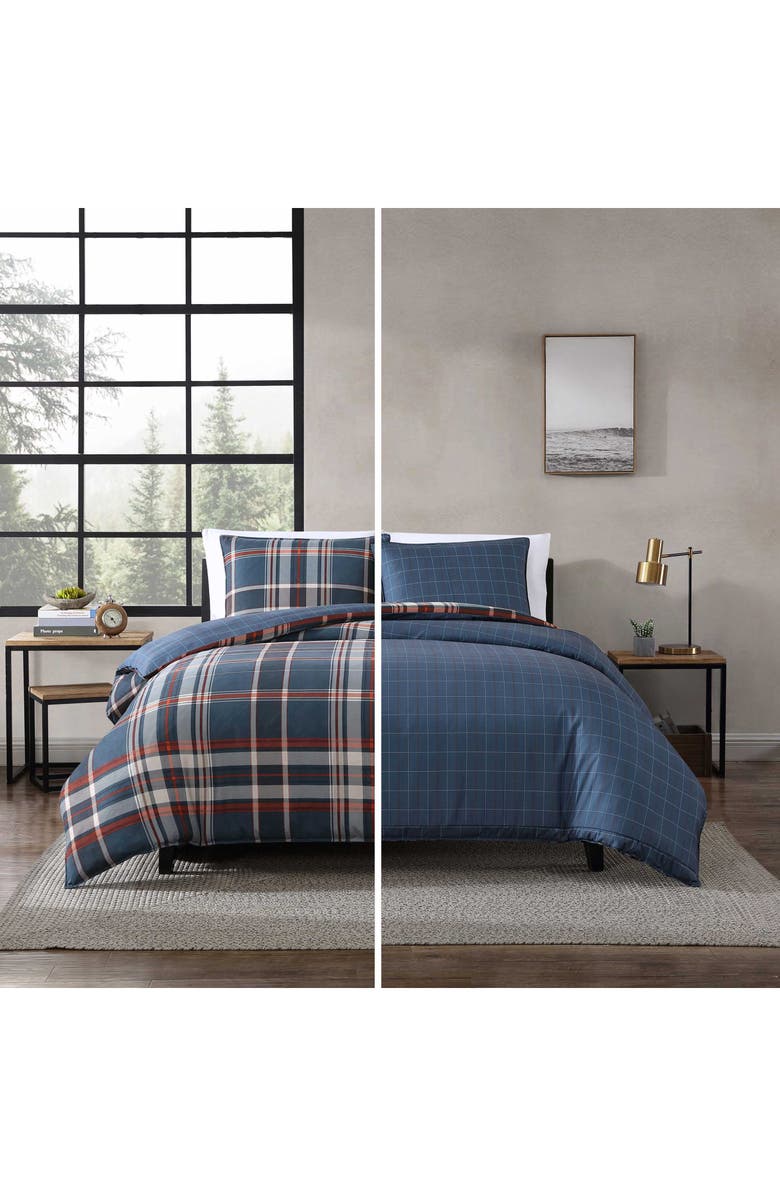 Eddie Bauer Shasta Lake Reversible Duvet Cover Set, Alternate, color, Medium Indigo