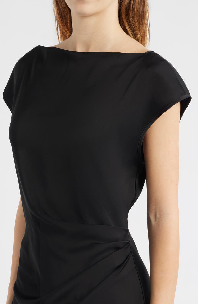 Sam Edelman Side Ruched Satin Maxi Dress, Alternate, color, Black