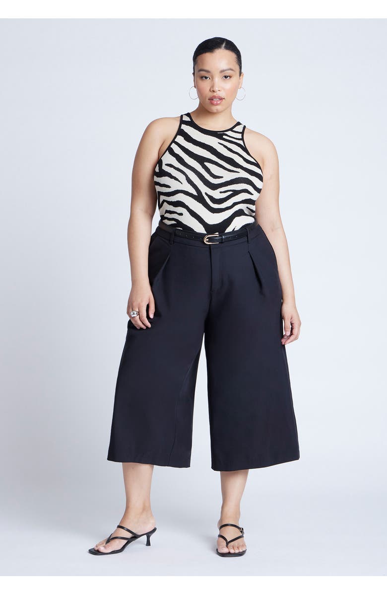 ELOQUII Wide Leg Culotte, Alternate, color, Black Onyx