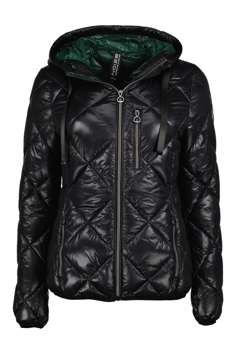 Karina Quilted Water Resistant Jacket, Main, color, BLACK